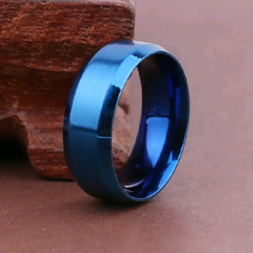 Best 8mm Vivid Stainless Steel Titanium Blue Band